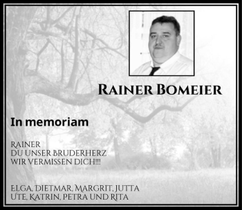 Traueranzeige von Rainer Bomeier  von Magdeburger Volksstimme