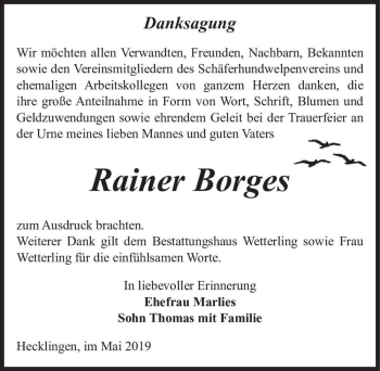 Traueranzeige von Rainer Borges  von Magdeburger Volksstimme