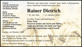 Traueranzeige von Rainer Dietrich  von Magdeburger Volksstimme