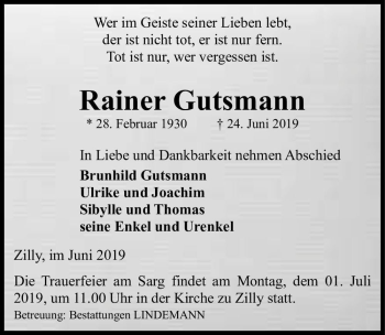 Traueranzeige von Rainer Gutsmann  von Magdeburger Volksstimme