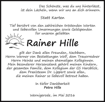 Traueranzeige von Rainer Hille  von Magdeburger Volksstimme