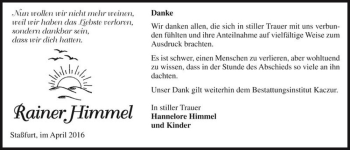 Traueranzeige von Rainer Himmel  von Magdeburger Volksstimme
