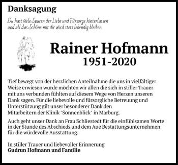 Traueranzeige von Rainer Hofmann  von Magdeburger Volksstimme