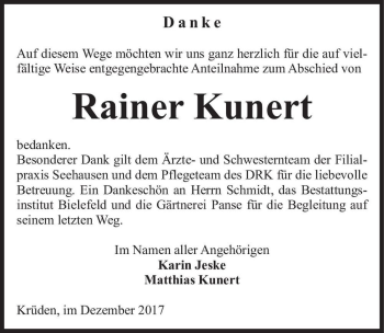 Traueranzeige von Rainer Kunert  von Magdeburger Volksstimme