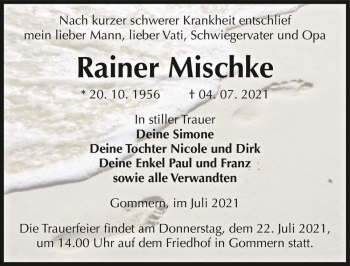 Traueranzeige von Rainer Mischke  von Magdeburger Volksstimme