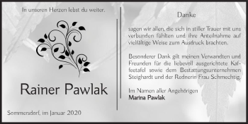 Traueranzeige von Rainer Pawlak  von Magdeburger Volksstimme