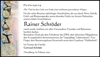 Traueranzeige von Rainer Schröder  von Magdeburger Volksstimme