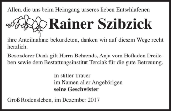 Traueranzeige von Rainer Szibzick  von Magdeburger Volksstimme