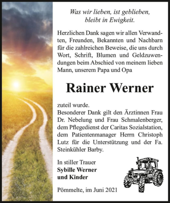 Traueranzeige von Rainer Werner  von Magdeburger Volksstimme