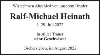 Traueranzeige von Ralf-Michael Heinath  von Magdeburger Volksstimme