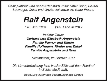 Traueranzeige von Ralf Angenstein  von Magdeburger Volksstimme