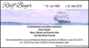 Traueranzeige von Ralf Beyer  von Magdeburger Volksstimme