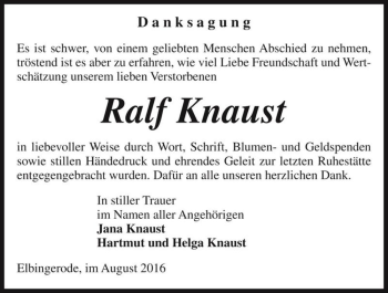 Traueranzeige von Ralf Knaust  von Magdeburger Volksstimme