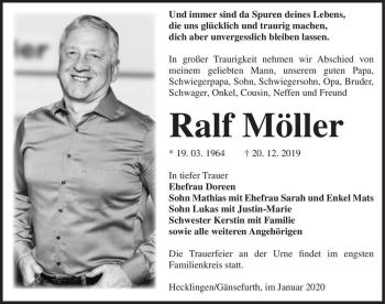 Traueranzeige von Ralf Möller  von Magdeburger Volksstimme