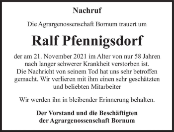 Traueranzeige von Ralf Pfennigsdorf  von Magdeburger Volksstimme