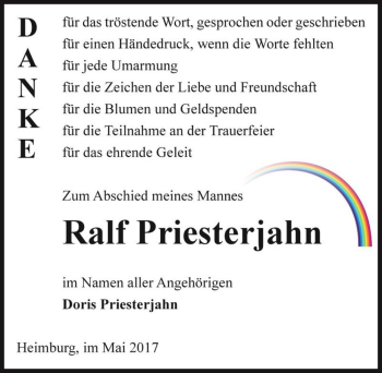 Traueranzeige von Ralf Priesterjahn  von Magdeburger Volksstimme