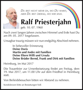 Traueranzeige von Ralf Priesterjahn  von Magdeburger Volksstimme