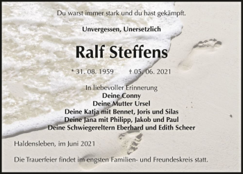 Traueranzeige von Ralf Steffens  von Magdeburger Volksstimme