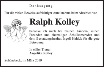 Traueranzeige von Ralph Kolley  von Magdeburger Volksstimme