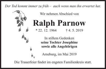Traueranzeige von Ralph Parnow  von Magdeburger Volksstimme