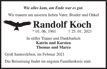 Traueranzeige von Randalf Koch  von Magdeburger Volksstimme