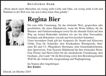 Traueranzeige von Regina Bier  von Magdeburger Volksstimme