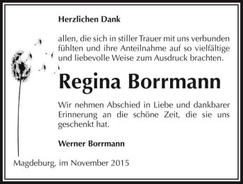 Traueranzeige von Regina Borrmann  von Magdeburger Volksstimme