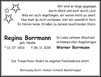 Traueranzeige von Regina Borrmann (geb. Neske)  von Magdeburger Volksstimme