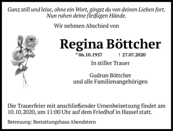 Traueranzeige von Regina Böttcher  von Magdeburger Volksstimme
