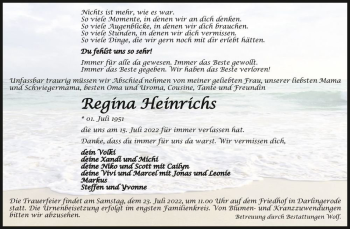 Traueranzeige von Regina Heinrichs  von Magdeburger Volksstimme