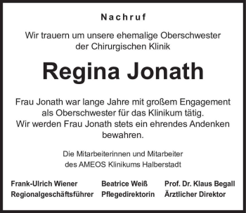 Traueranzeige von Regina Jonath  von Magdeburger Volksstimme