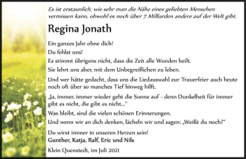 Traueranzeige von Regina Jonath  von Magdeburger Volksstimme