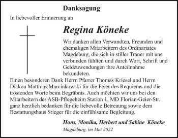 Traueranzeige von Regina Köneke  von Magdeburger Volksstimme