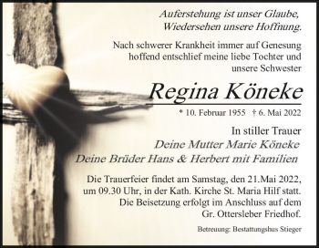 Traueranzeige von Regina Köneke  von Magdeburger Volksstimme