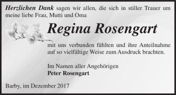 Traueranzeige von Regina Rosengart  von Magdeburger Volksstimme
