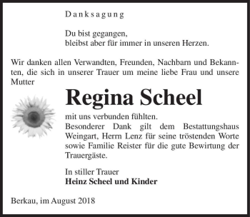 Traueranzeige von Regina Scheel  von Magdeburger Volksstimme