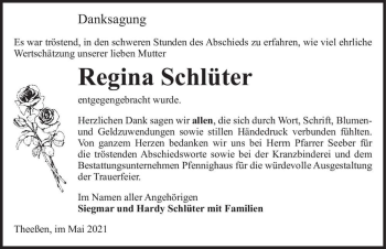 Traueranzeige von Regina Schlüter  von Magdeburger Volksstimme