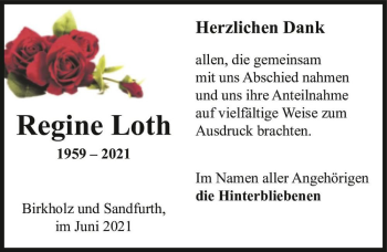 Traueranzeige von Regine Loth  von Magdeburger Volksstimme