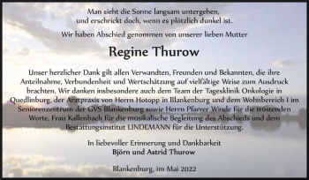 Traueranzeige von Regine Thurow  von Magdeburger Volksstimme