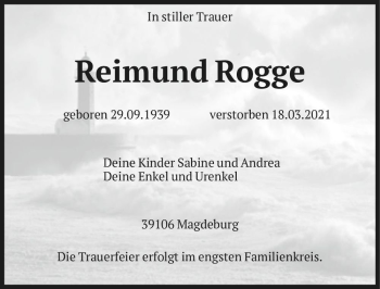 Traueranzeige von Reimund Rogge  von Magdeburger Volksstimme