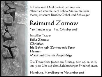 Traueranzeige von Reimund Zornow  von Magdeburger Volksstimme