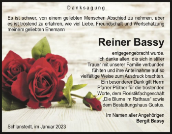 Traueranzeige von Reiner Bassy  von Magdeburger Volksstimme