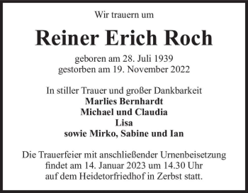 Traueranzeige von Reiner Erich Roch  von Magdeburger Volksstimme