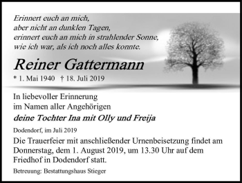 Traueranzeige von Reiner Gattermann  von Magdeburger Volksstimme
