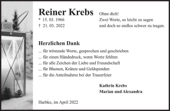Traueranzeige von Reiner Krebs  von Magdeburger Volksstimme