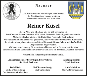 Traueranzeige von Reiner Küsel  von Magdeburger Volksstimme
