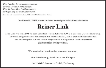 Traueranzeige von Reiner Link  von Magdeburger Volksstimme
