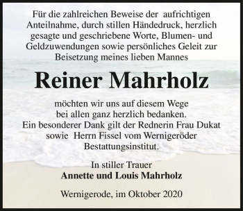 Traueranzeige von Reiner Mahrholz  von Magdeburger Volksstimme