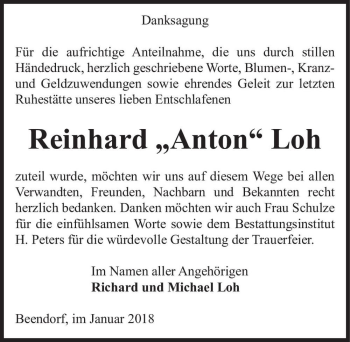 Traueranzeige von Reinhard 