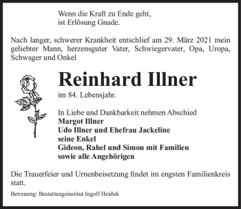 Traueranzeige von Reinhard Illner  von Magdeburger Volksstimme